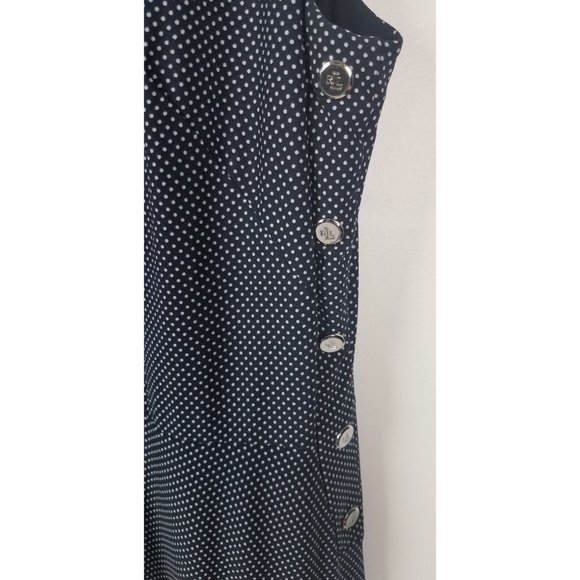 Lauren Ralph Lauren Sz.16 Navy & White Polka Dot Sleeveless Knee Length Dress - Picture 3 of 8